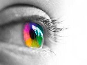 Pupille des Auges mit unterschiedlichen Farben